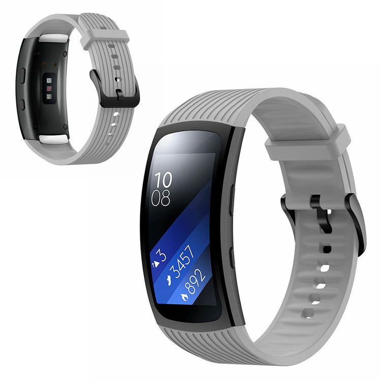 Helt vildt sejt Samsung Gear Fit2 Pro Silikone Rem - Størrelse: L - Sølv#serie_4