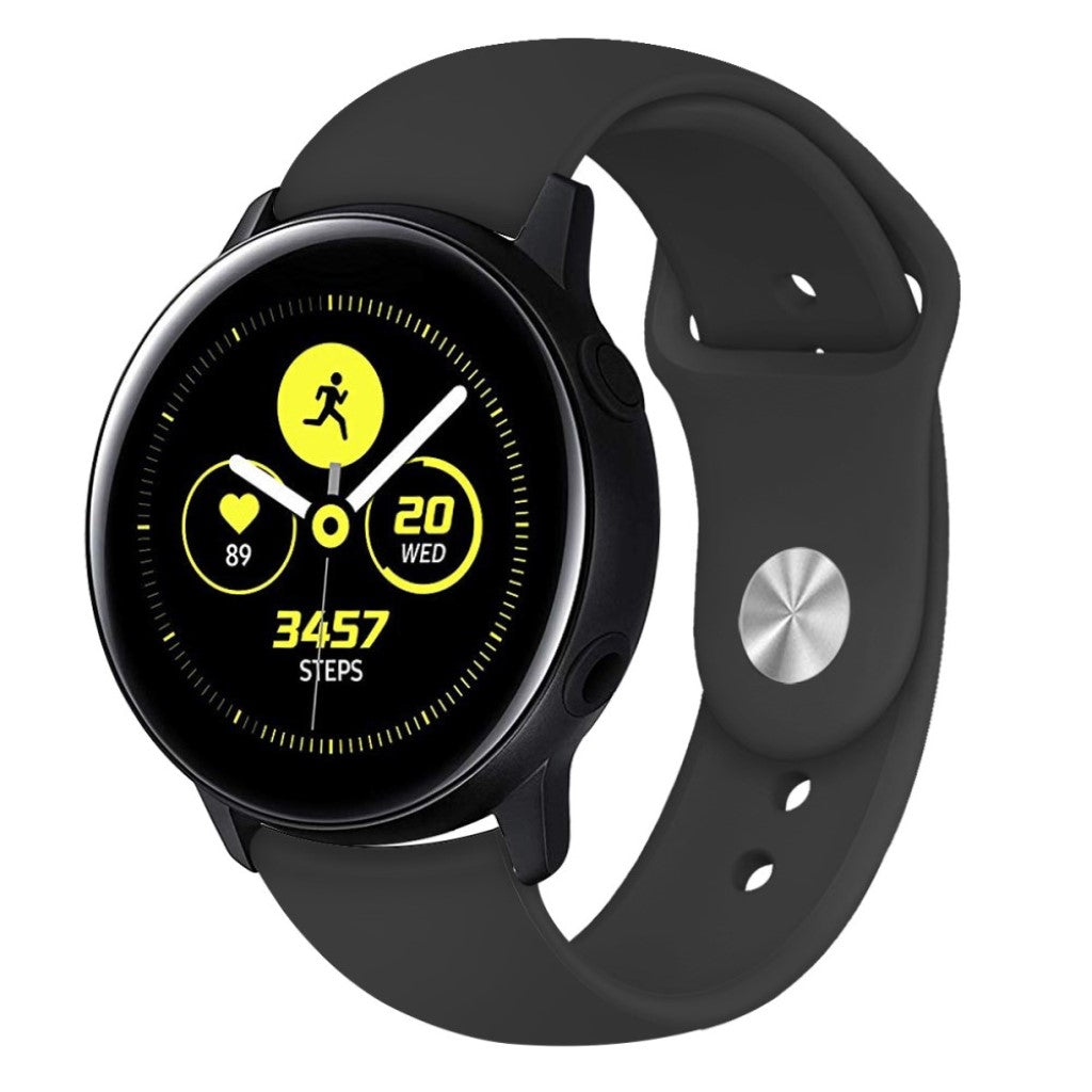 Super slidstærk Samsung Galaxy Watch Active Silikone Rem - Sort#serie_1