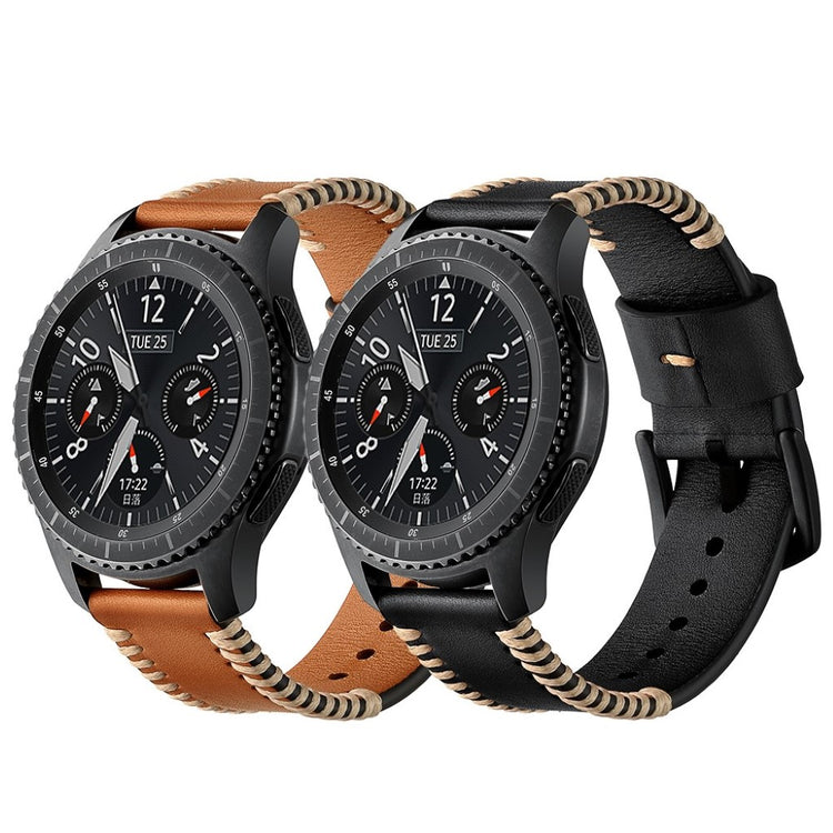 Meget godt Samsung Gear S3 Frontier Ægte læder Rem - Sort#serie_1