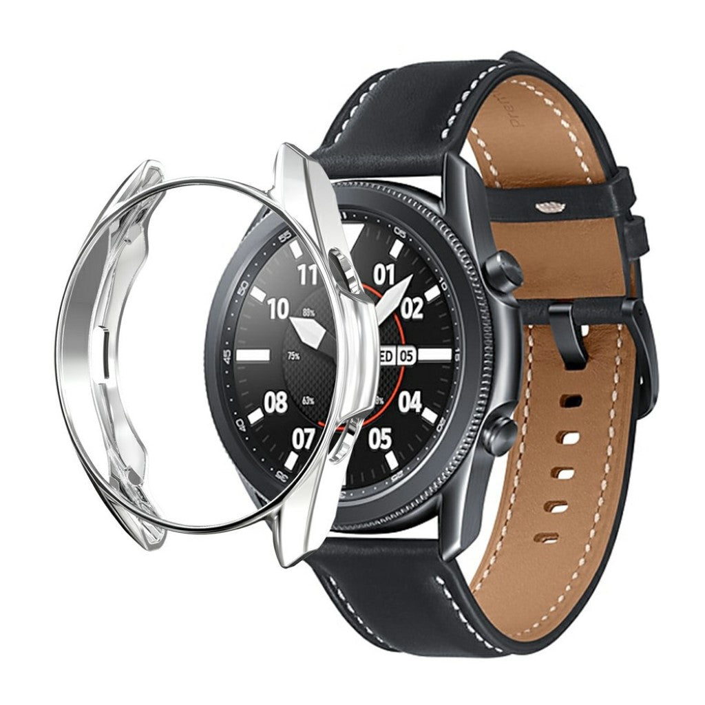 Samsung Galaxy Watch 3 (45mm) Holdbar Silikone Bumper  - Sølv#serie_10