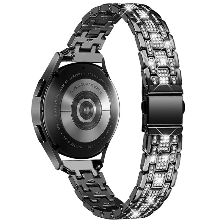 Samsung Galaxy Watch 3 (41mm) / Samsung Galaxy Watch (42mm) Metal og  Rhinsten Urrem - Sort#serie_1