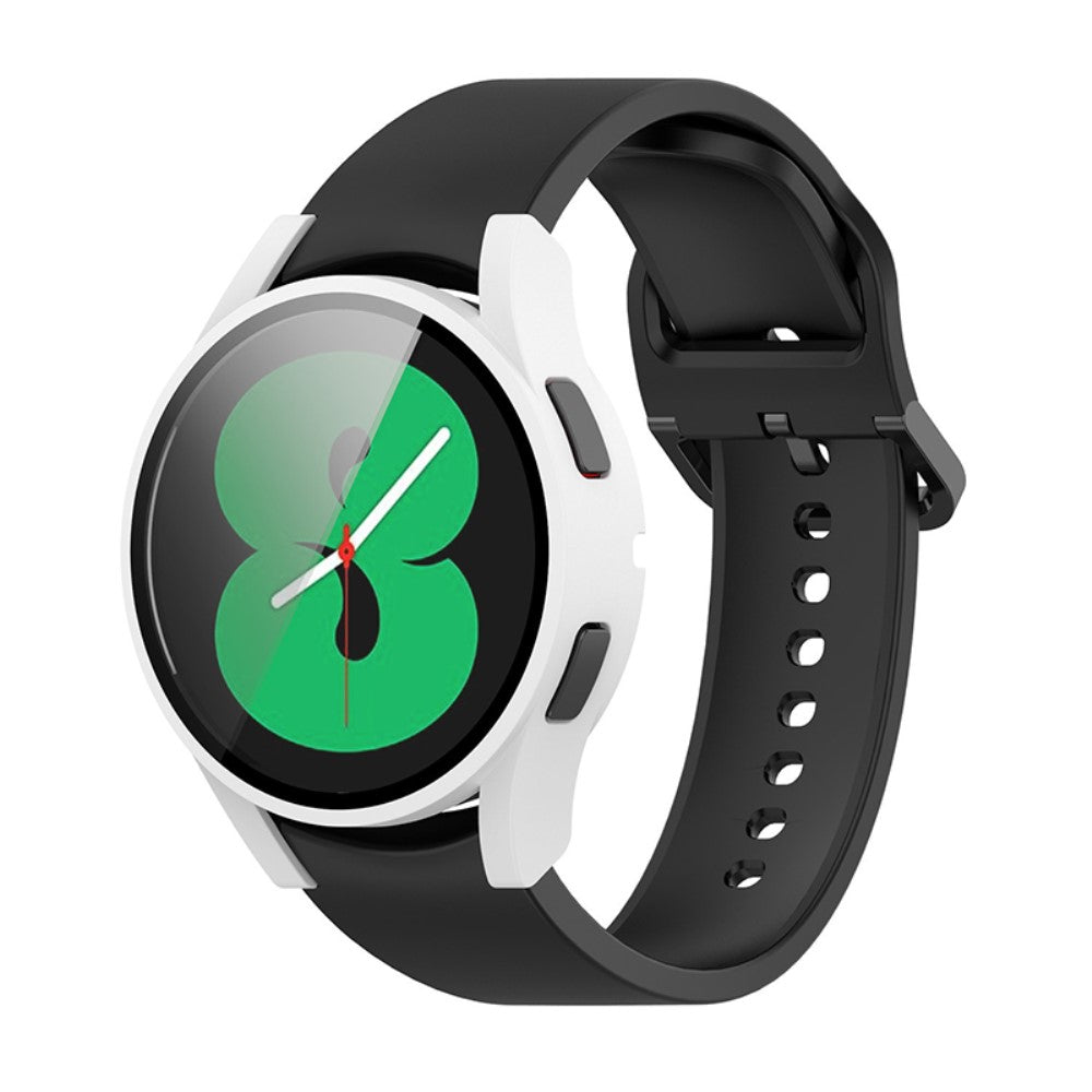 Super Godt Samsung Galaxy Watch 4 (44mm) Cover med Skærmbeskytter i Plastik og Hærdet Glas - Hvid#serie_1