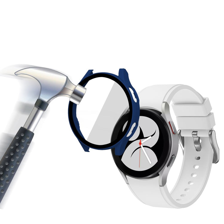 Meget Fed Samsung Galaxy Watch 4 (44mm) Cover med Skærmbeskytter i Plastik og Hærdet Glas - Blå#serie_4