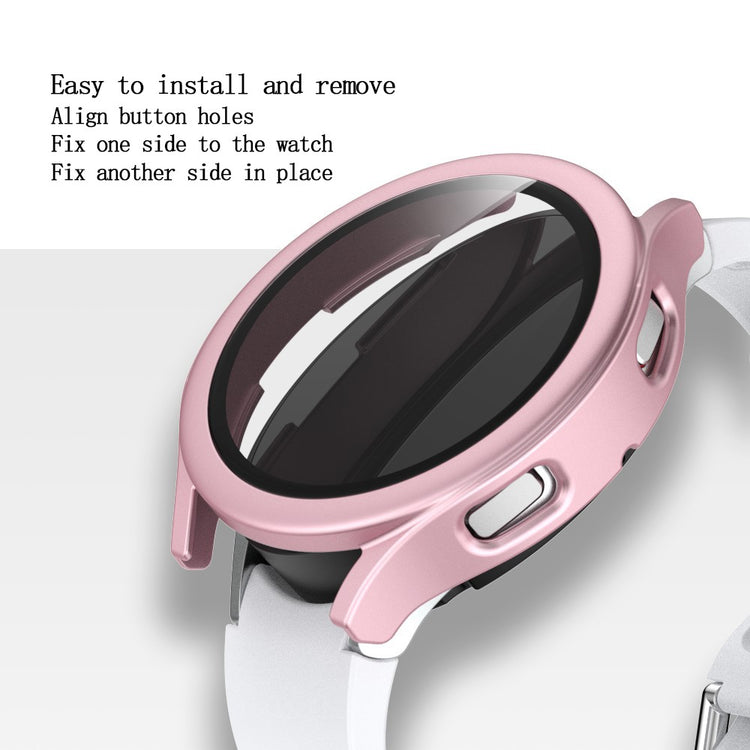 Vildt Flot Samsung Galaxy Watch 4 (44mm) Cover med Skærmbeskytter i Plastik og Hærdet Glas - Pink#serie_7