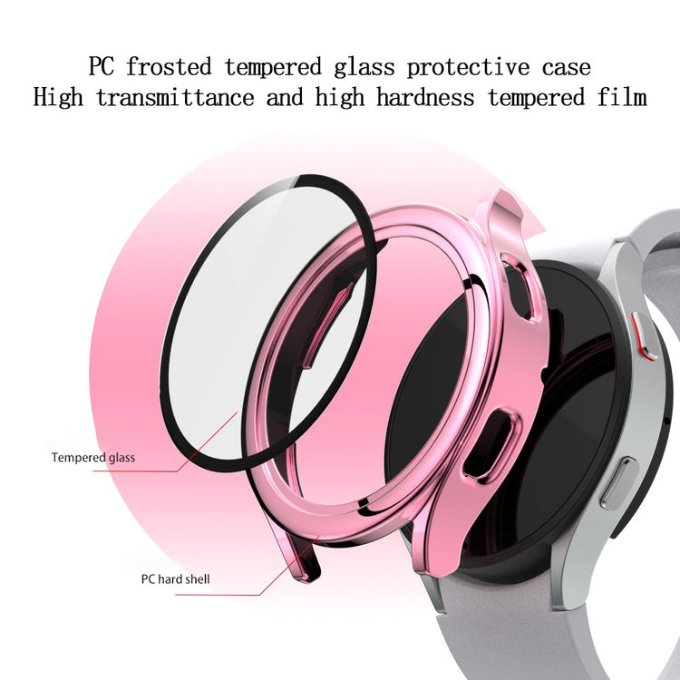 Super Pænt Samsung Galaxy Watch 4 (44mm) Cover med Skærmbeskytter i Plastik og Hærdet Glas - Pink#serie_2