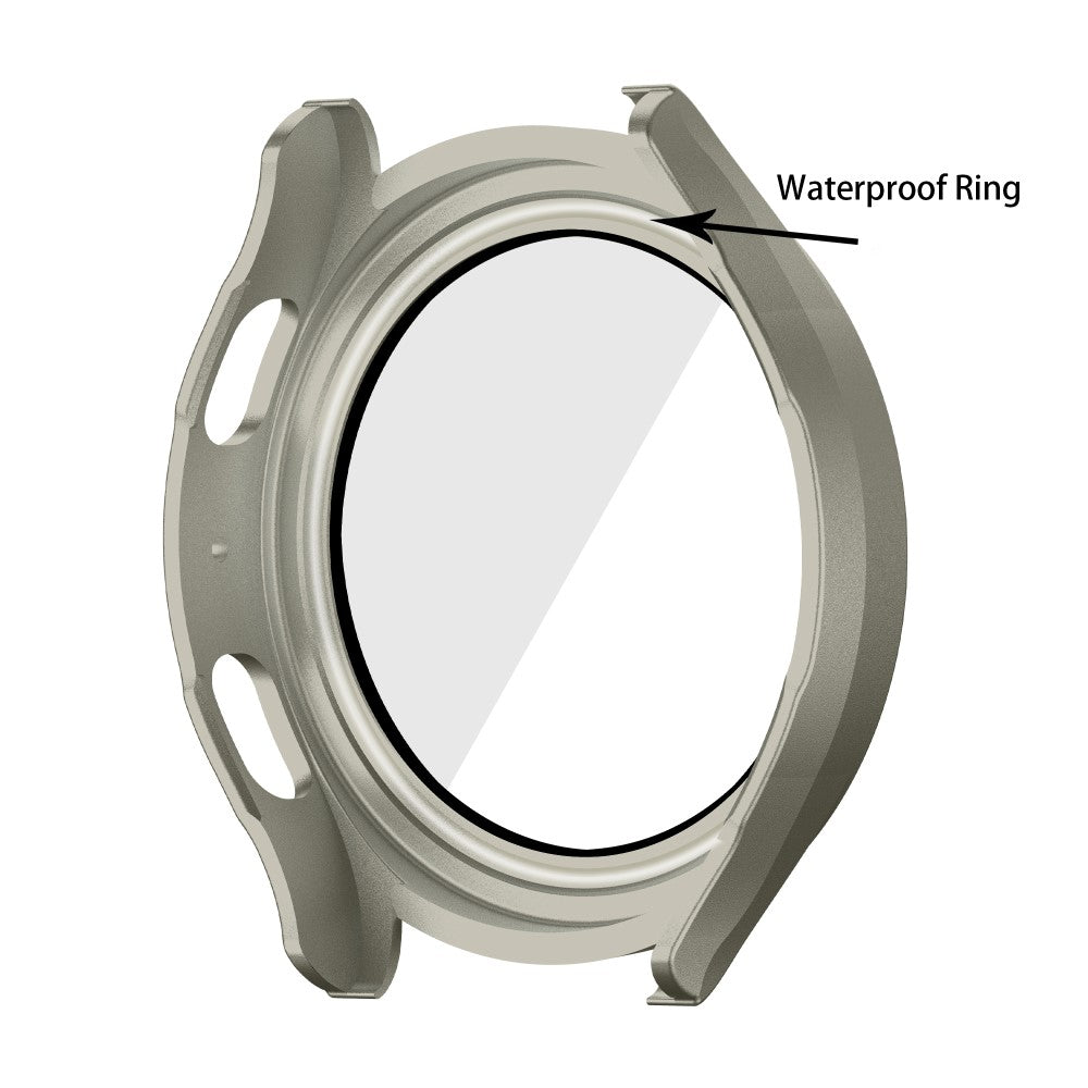 Mega Flot Samsung Galaxy Watch 5 (44mm) / Samsung Galaxy Watch 4 (44mm) Cover med Skærmbeskytter i Plastik og Hærdet Glas - Sølv#serie_9