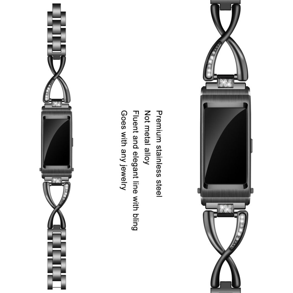Mega komfortabel Huawei TalkBand B5 Metal og Rhinsten Rem - Sort#serie_1