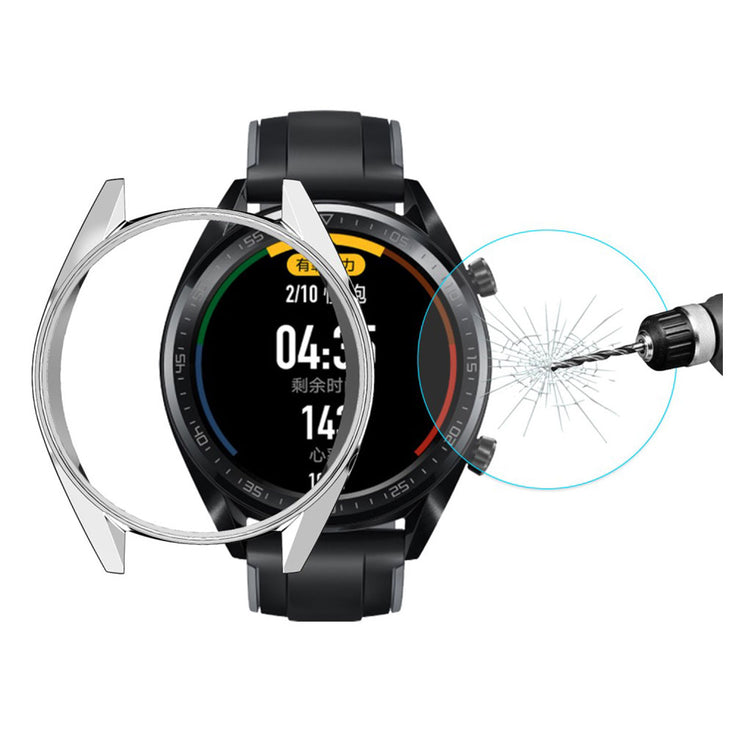  Huawei Watch / Huawei Watch GT Plastik og Glas Cover med Skærmbeskytter - Sølv#serie_2