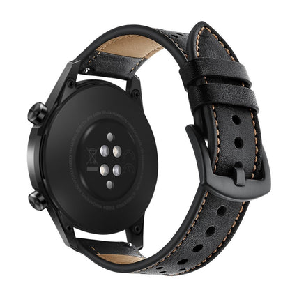 Mega komfortabel Huawei Watch GT 2 46mm Ægte læder Rem - Sort#serie_1
