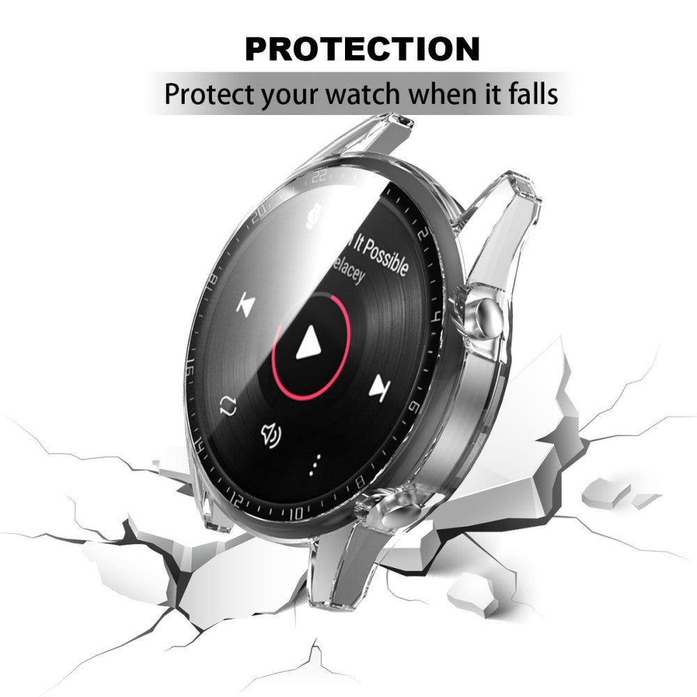 Super Pænt Huawei Watch GT 2 46mm Cover med Skærmbeskytter i Plastik og Hærdet Glas - Gennemsigtig#serie_6