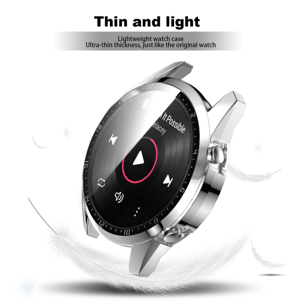 Super Pænt Huawei Watch GT 2 46mm Cover med Skærmbeskytter i Plastik og Hærdet Glas - Sølv#serie_7