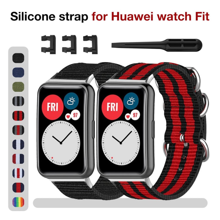 Super cool Huawei Watch Fit Nylon Rem - Sort#serie_1