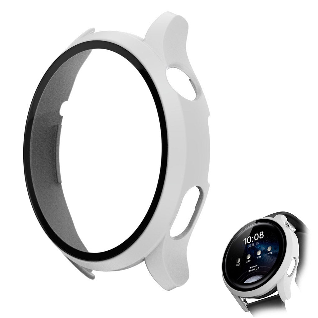 Vildt Fint Huawei Watch 3 Pro Cover med Skærmbeskytter i Plastik og Hærdet Glas - Hvid#serie_3