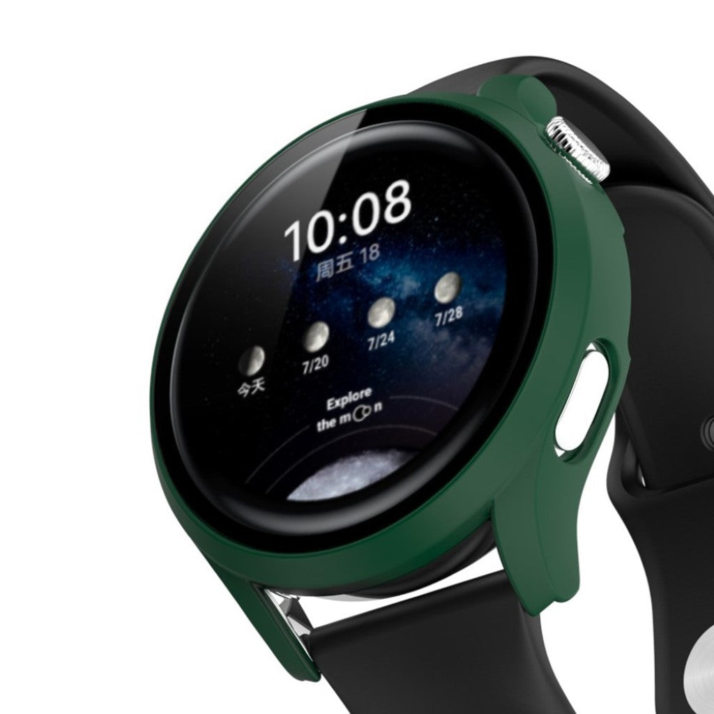 Vildt Fint Huawei Watch 3 Pro Cover med Skærmbeskytter i Plastik og Hærdet Glas - Grøn#serie_7