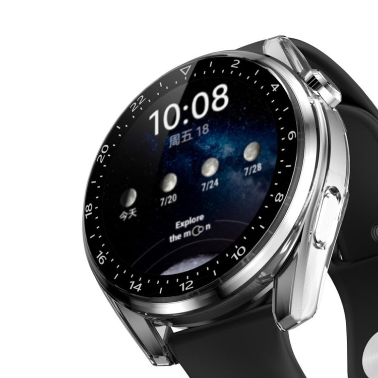 Fed Huawei Watch 3 Pro Cover med Skærmbeskytter i Plastik og Hærdet Glas - Gennemsigtig#serie_4