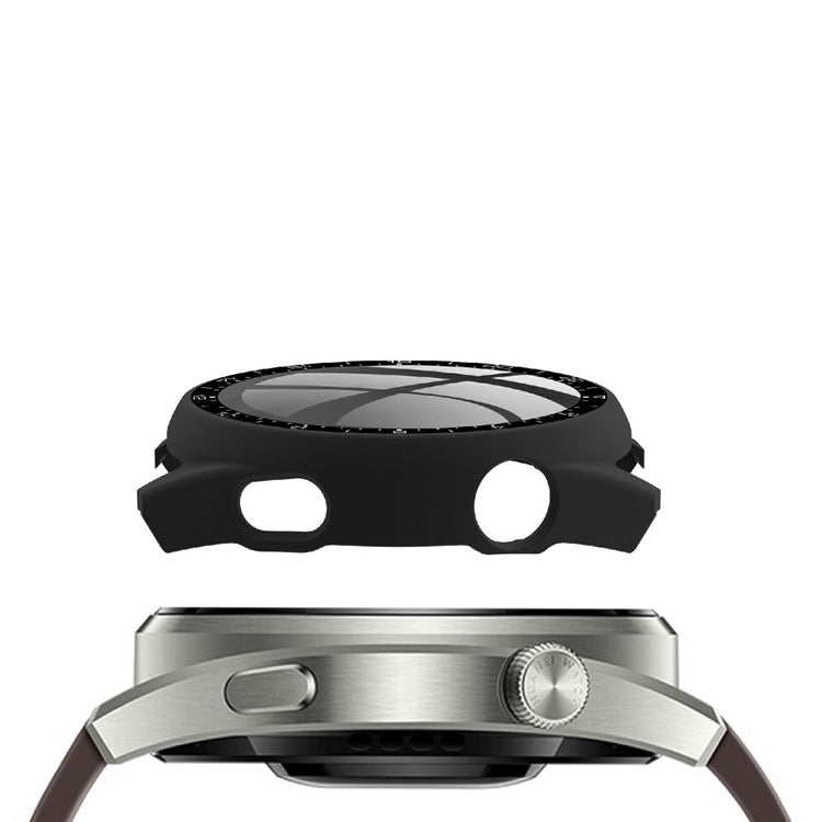 Vildt Godt Huawei Watch 3 Pro Cover med Skærmbeskytter i Plastik og Hærdet Glas - Sort#serie_3