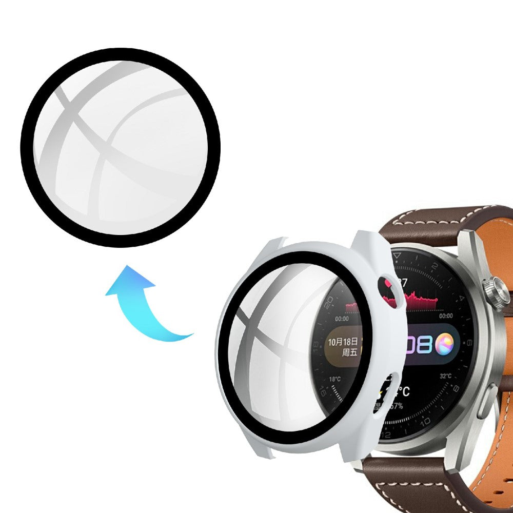 Meget Godt Huawei Watch 3 Pro Cover med Skærmbeskytter i Plastik og Hærdet Glas - Hvid#serie_1