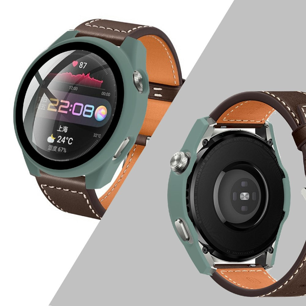 Meget Godt Huawei Watch 3 Pro Cover med Skærmbeskytter i Plastik og Hærdet Glas - Grøn#serie_2