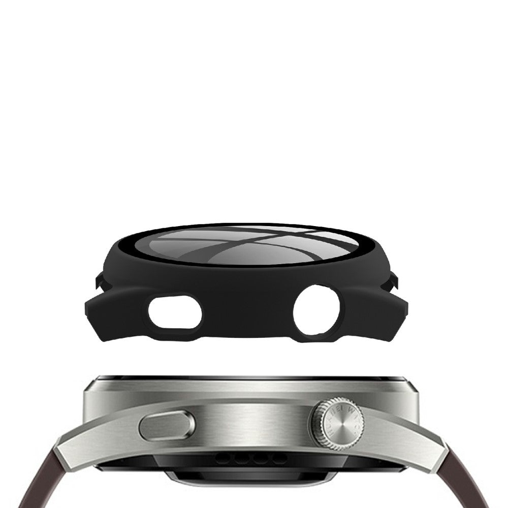 Meget Godt Huawei Watch 3 Pro Cover med Skærmbeskytter i Plastik og Hærdet Glas - Sort#serie_3