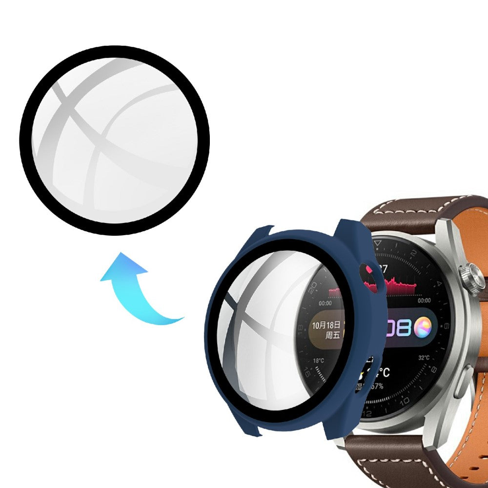 Meget Godt Huawei Watch 3 Pro Cover med Skærmbeskytter i Plastik og Hærdet Glas - Blå#serie_6