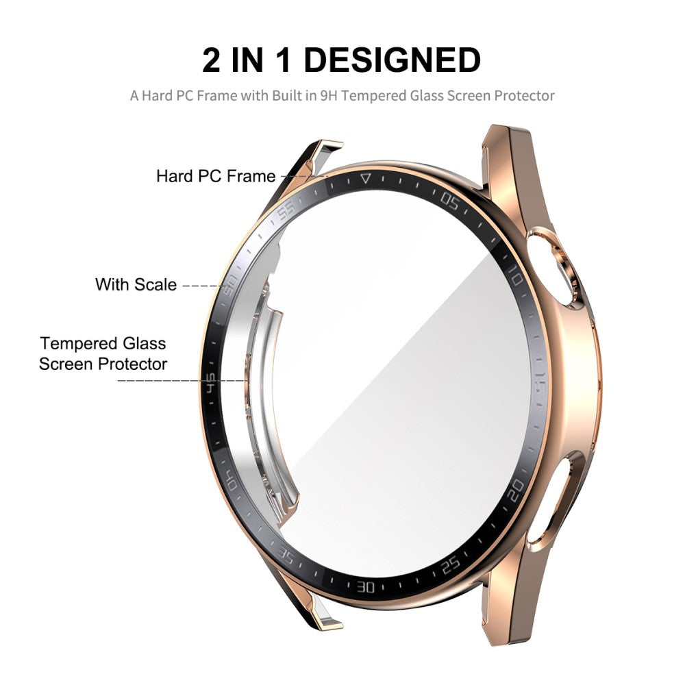 Mega Flot Huawei Watch GT 3 (46mm) Cover med Skærmbeskytter i Plastik og Hærdet Glas - Gennemsigtig#serie_4