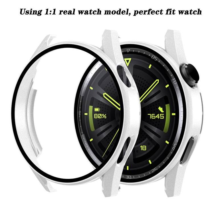 Mega Fint Huawei Watch GT 3 (42mm) Cover med Skærmbeskytter i Plastik og Hærdet Glas - Hvid#serie_2