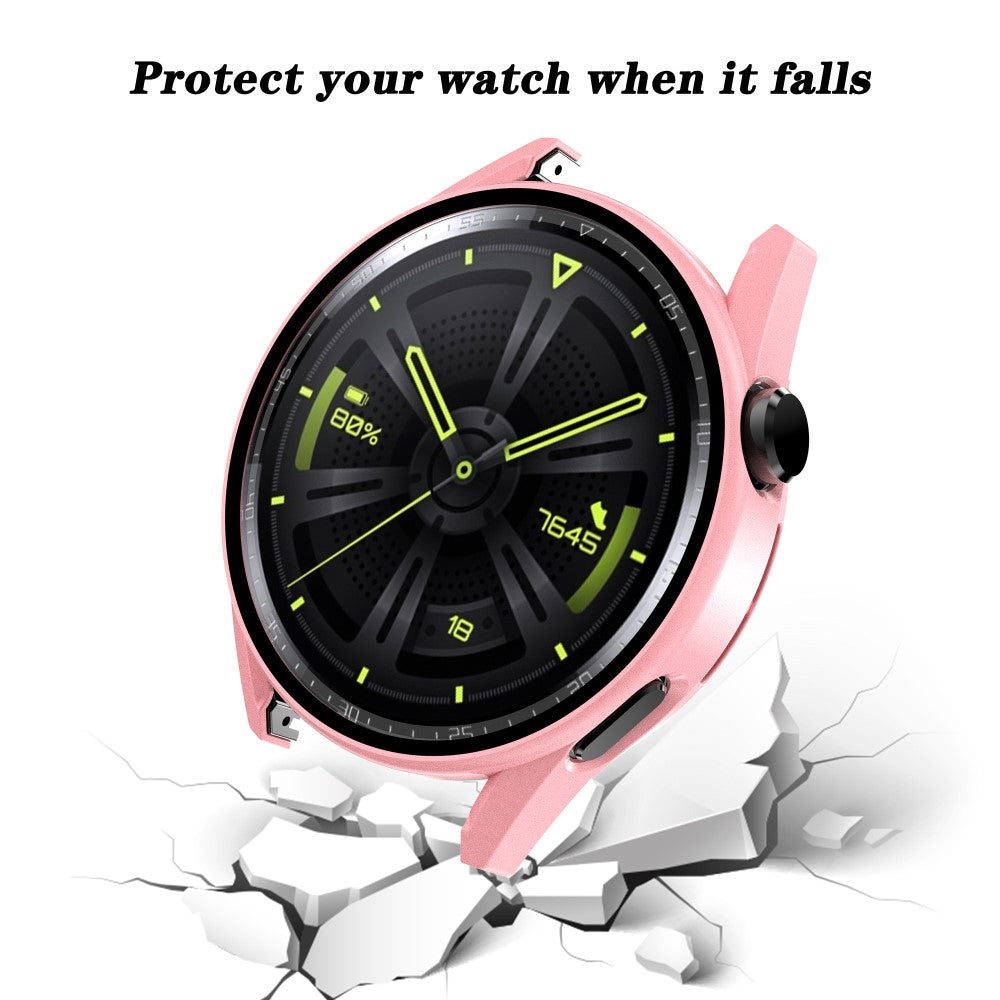 Mega Fint Huawei Watch GT 3 (42mm) Cover med Skærmbeskytter i Plastik og Hærdet Glas - Pink#serie_6