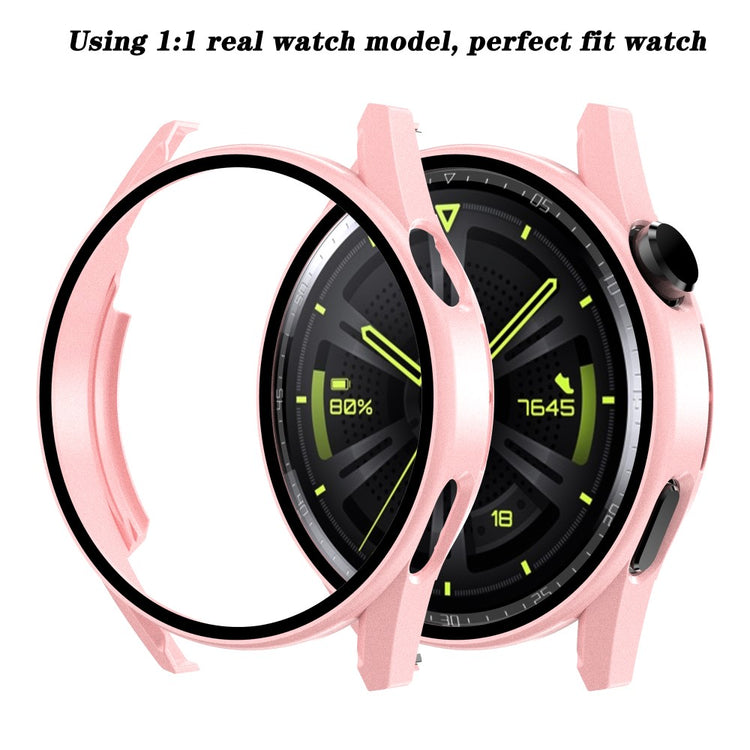 Mega Fint Huawei Watch GT 3 (42mm) Cover med Skærmbeskytter i Plastik og Hærdet Glas - Pink#serie_7