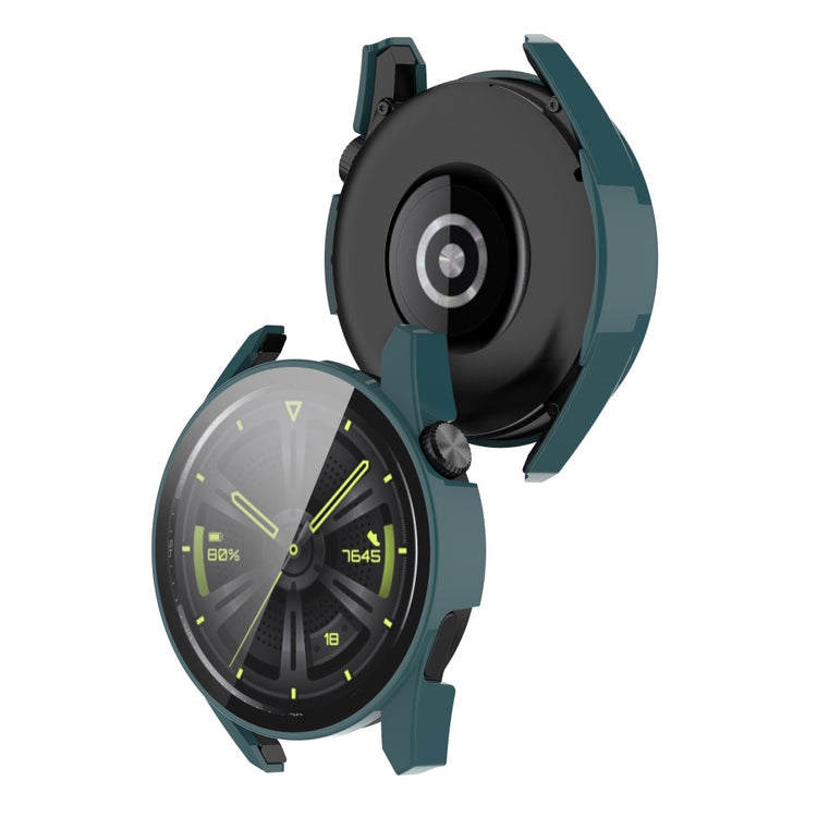 Fed Huawei Watch GT 3 (42mm) Cover med Skærmbeskytter i Plastik og Hærdet Glas - Grøn#serie_1