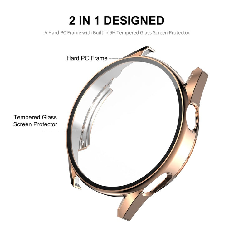 Beskyttende Huawei Watch GT 3 (42mm) Cover med Skærmbeskytter i Plastik og Hærdet Glas - Pink#serie_1