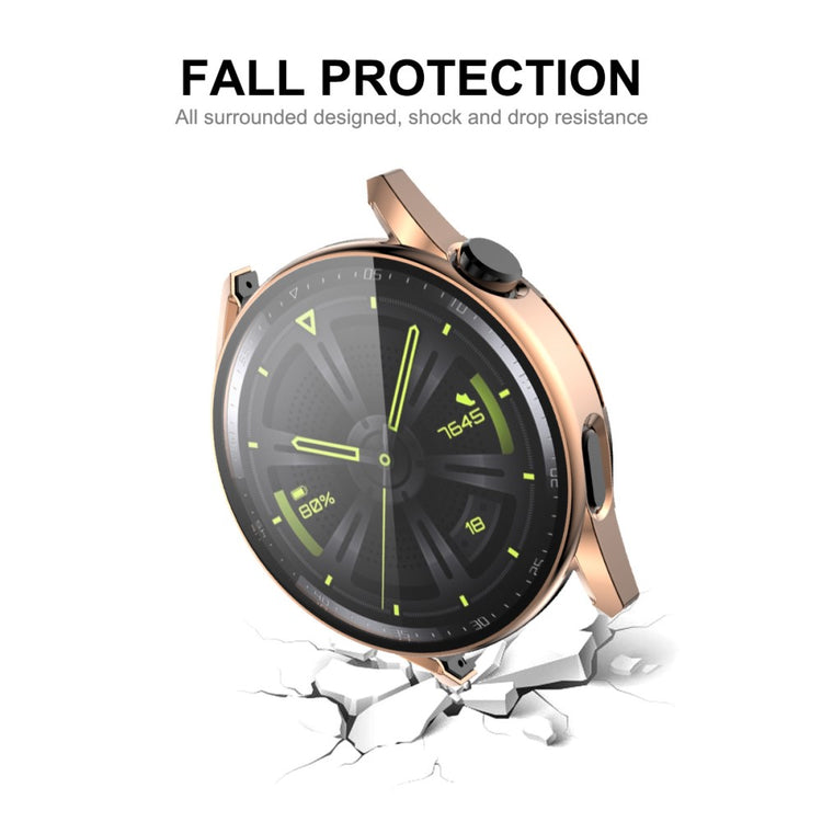 Beskyttende Huawei Watch GT 3 (42mm) Cover med Skærmbeskytter i Plastik og Hærdet Glas - Pink#serie_1