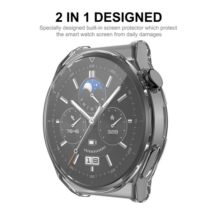 Meget Fint Huawei Watch GT 3 Pro 46mm Cover med Skærmbeskytter i Silikone og Hærdet Glas - Gennemsigtig#serie_4