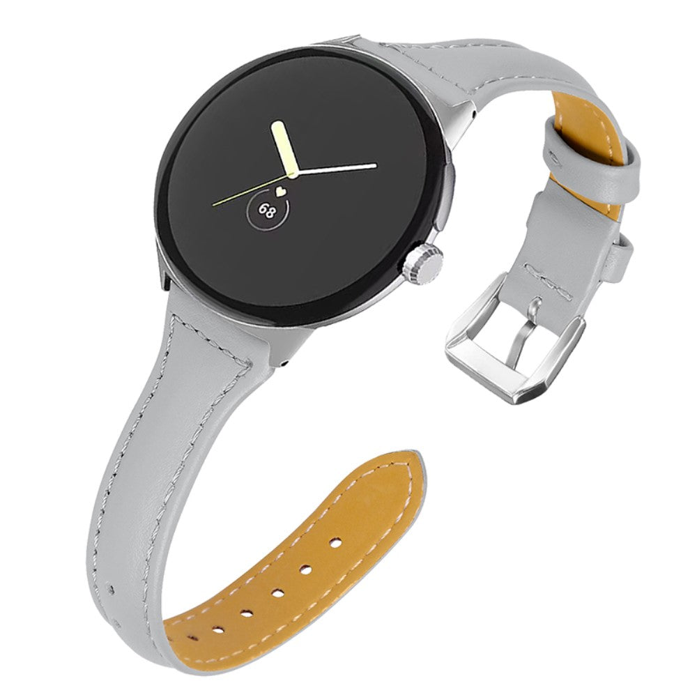 Rigtigt kønt Google Pixel Watch Ægte læder Rem - Sølv#serie_5