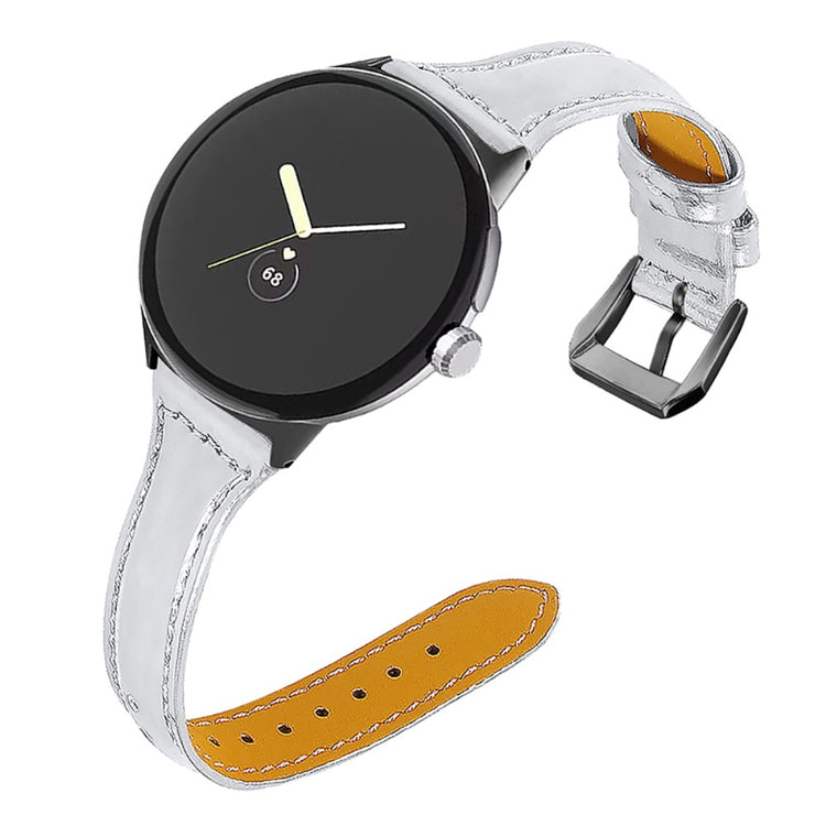 Meget fantastisk Google Pixel Watch Ægte læder Rem - Sølv#serie_6