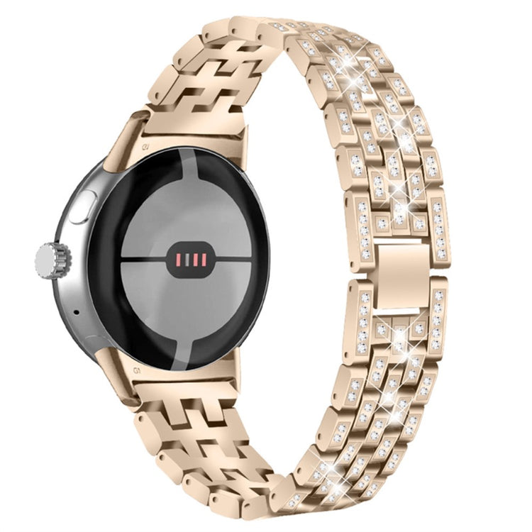 Stilfuld Google Pixel Watch Metal og Rhinsten Rem - Guld#serie_4