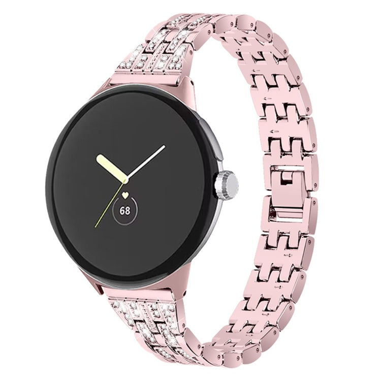 Super slidstærk Google Pixel Watch Metal og Rhinsten Rem - Pink#serie_2