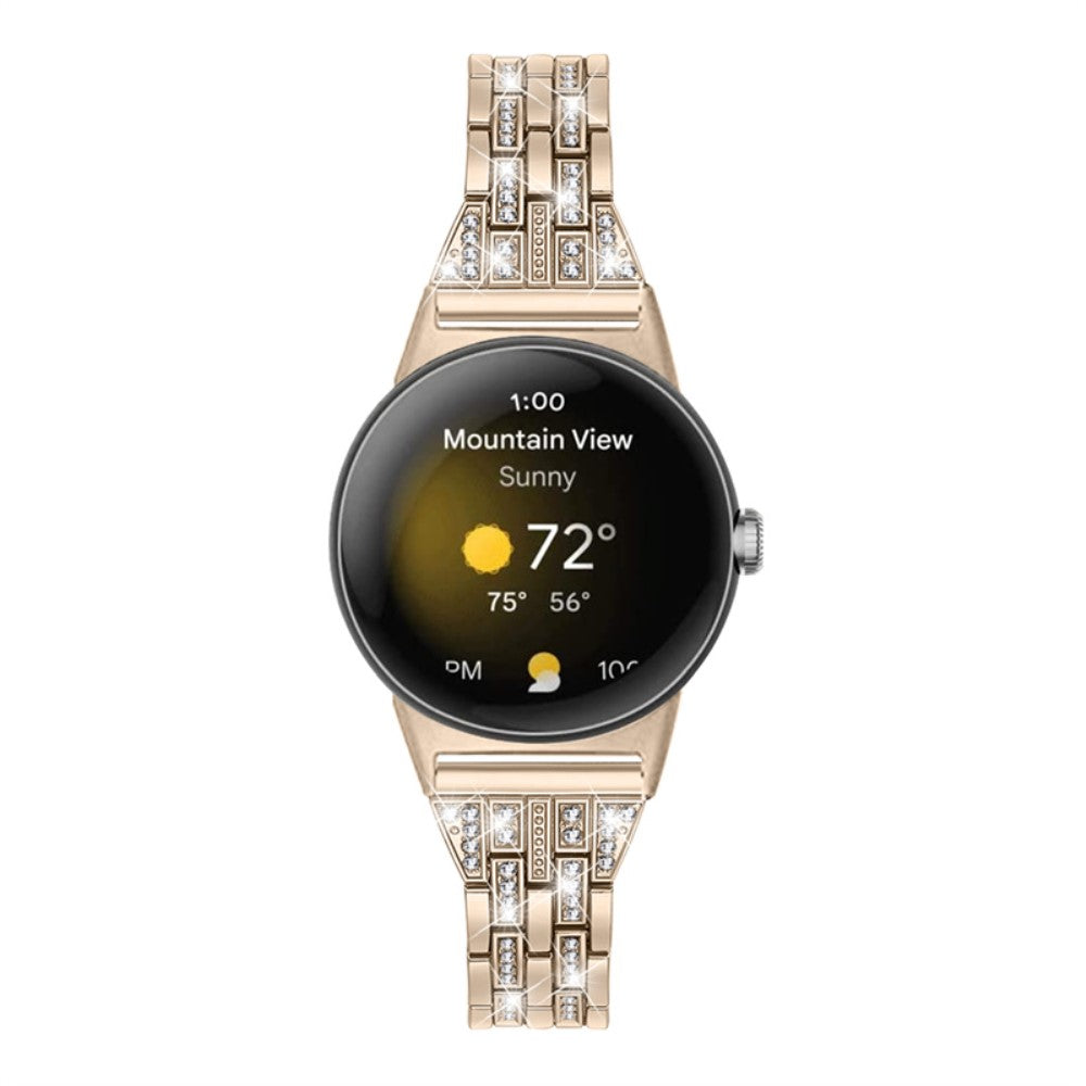 Super slidstærk Google Pixel Watch Metal og Rhinsten Rem - Guld#serie_5