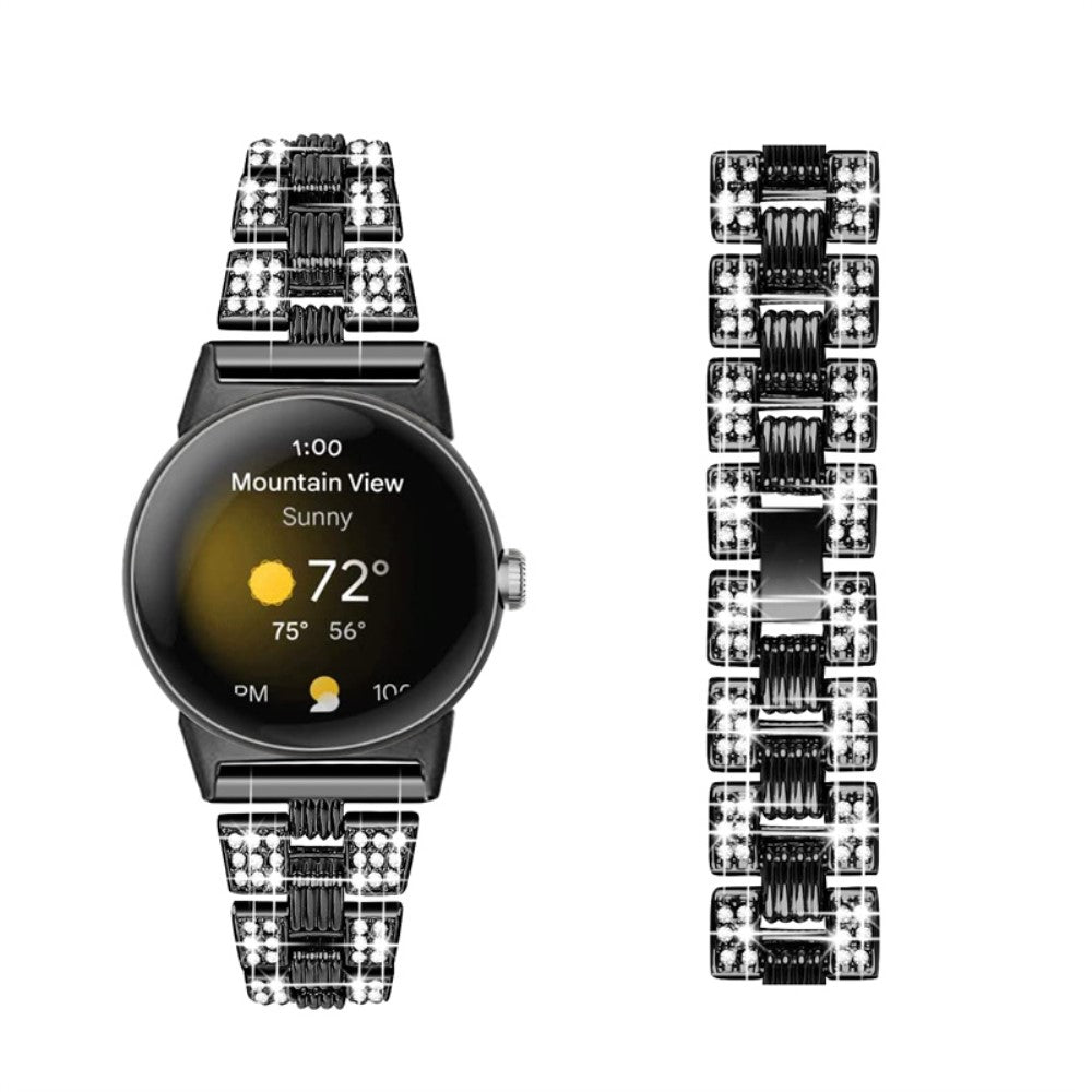 Super sejt Google Pixel Watch Metal og Rhinsten Rem - Sort#serie_1