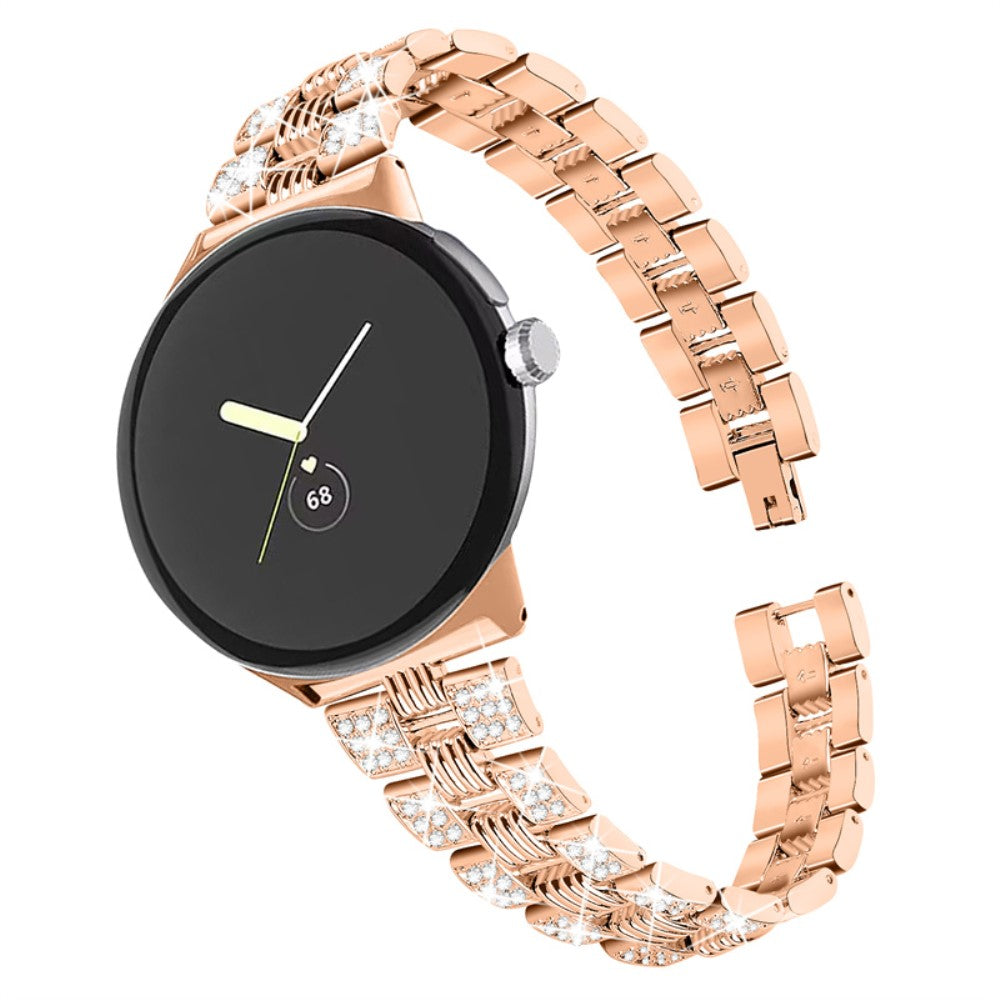 Super sejt Google Pixel Watch Metal og Rhinsten Rem - Pink#serie_3