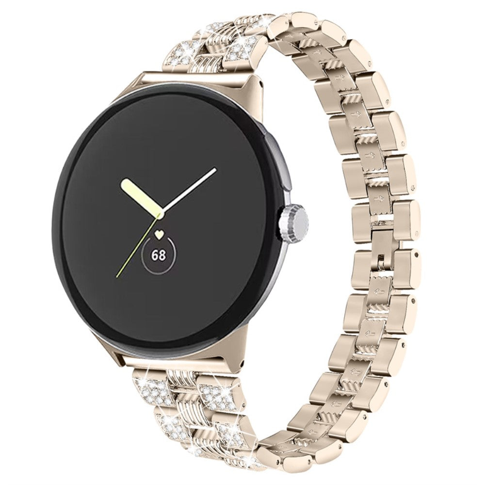 Super sejt Google Pixel Watch Metal og Rhinsten Rem - Guld#serie_4