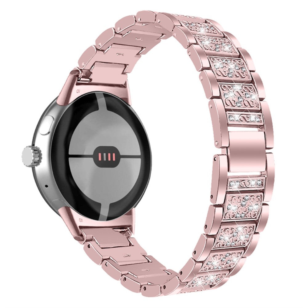 Sejt Google Pixel Watch Metal og Rhinsten Rem - Pink#serie_2