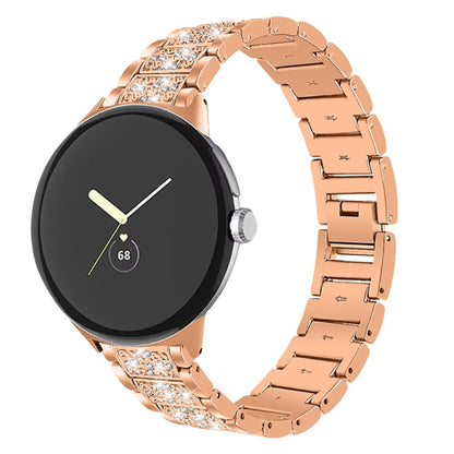 Sejt Google Pixel Watch Metal og Rhinsten Rem - Pink#serie_3