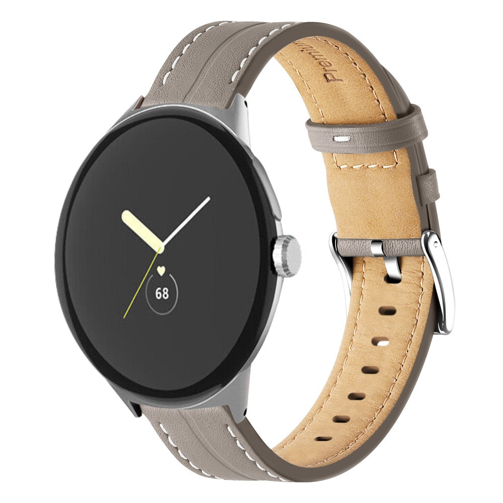 Helt vildt rart Google Pixel Watch Ægte læder Rem - Sølv#serie_7