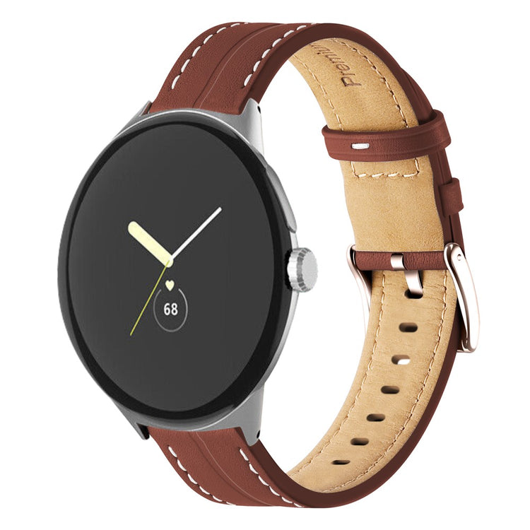 Helt vildt rart Google Pixel Watch Ægte læder Rem - Brun#serie_9