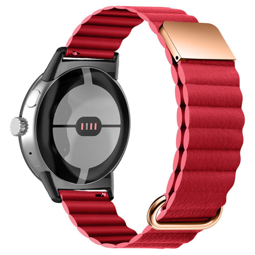 Rigtigt smuk Google Pixel Watch Ægte læder Rem - Rød#serie_9