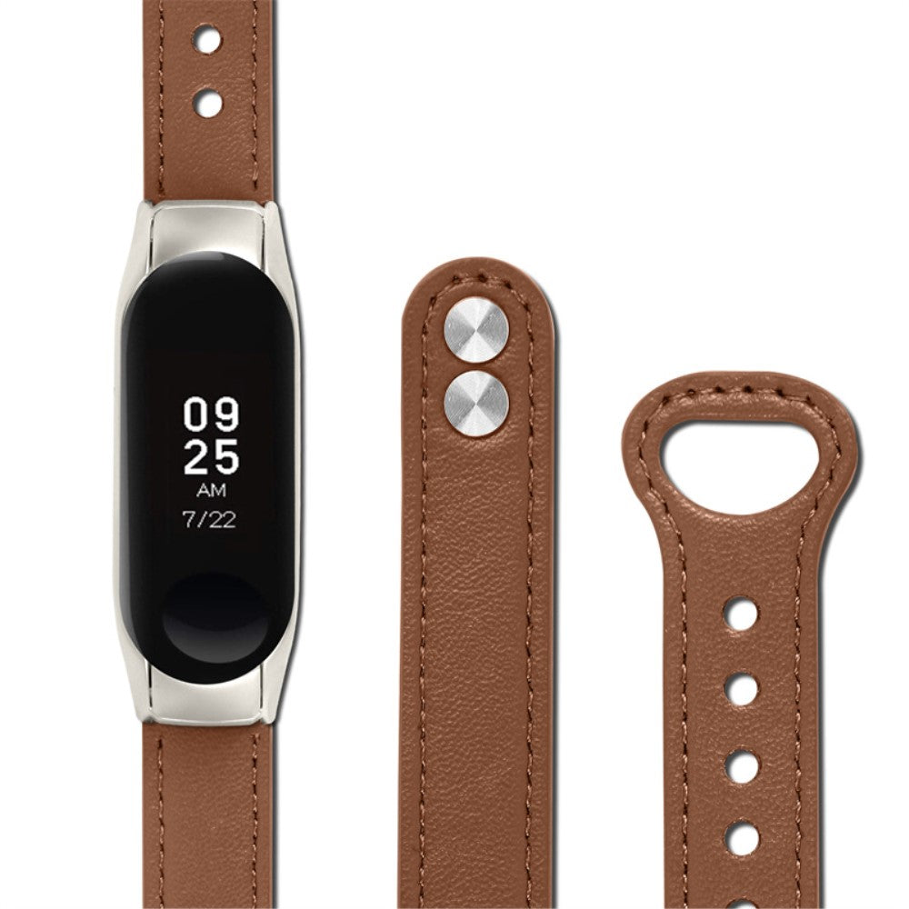  Xiaomi Mi Smart Band 4 / Xiaomi Mi Band 3 Ægte læder Urrem - Brun#serie_11