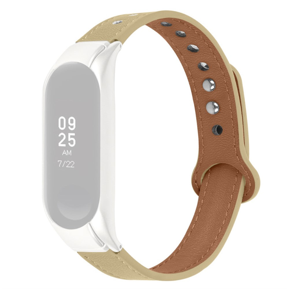  Xiaomi Mi Smart Band 4 / Xiaomi Mi Band 3 Ægte læder Rem - Beige#serie_5