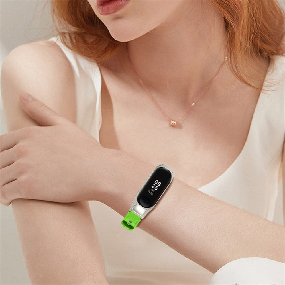  Xiaomi Mi Smart Band 4 / Xiaomi Mi Band 3 Ægte læder Urrem - Grøn#serie_9