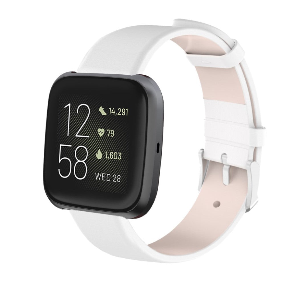 Mega fed Fitbit Versa Lite / Fitbit Versa 2 Kunstlæder Rem - Hvid#serie_2