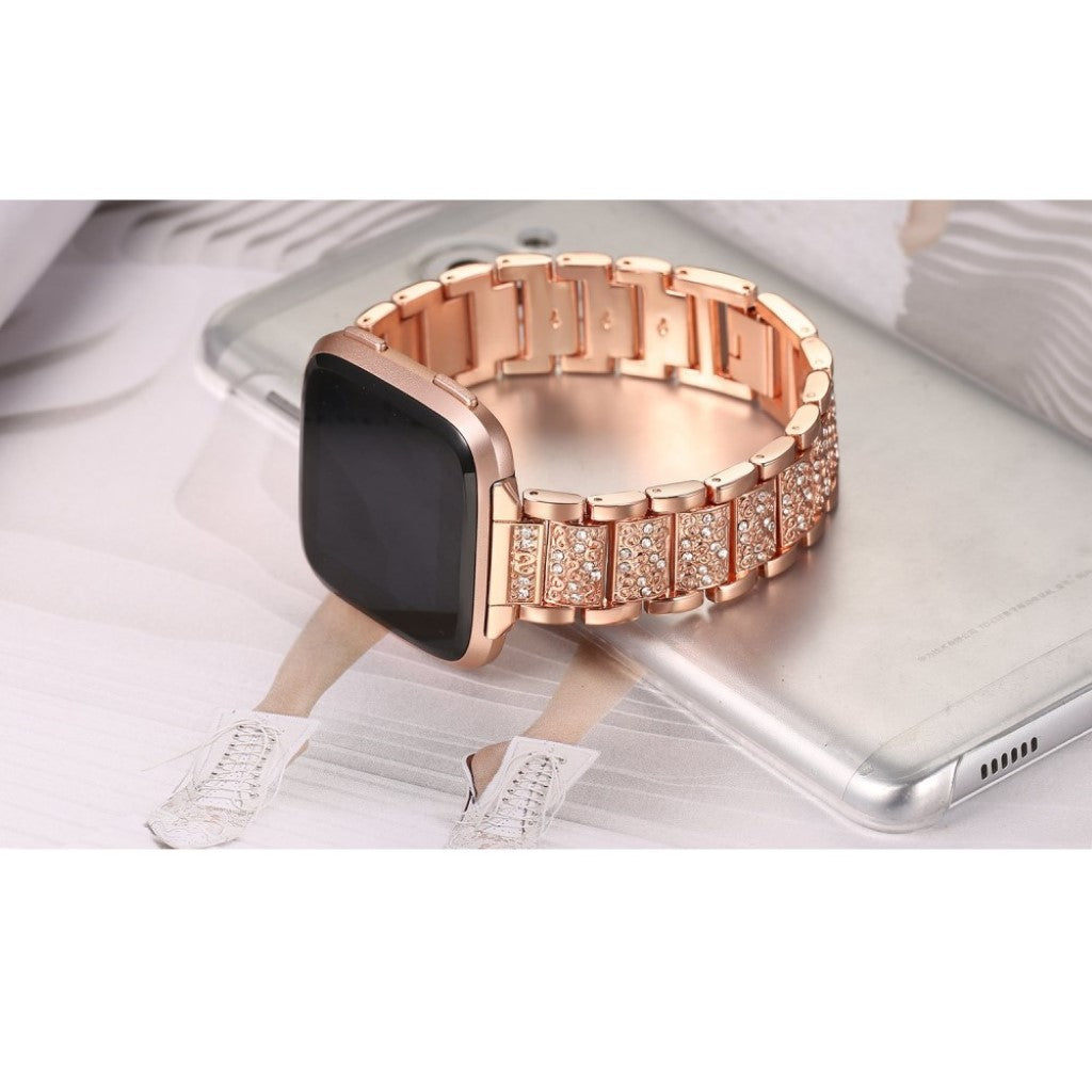 Super cool Fitbit Versa Metal og Rhinsten Rem - Flerfarvet#serie_3